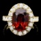 14k Yellow Gold 8.00ct Garnet 1.70ct Diamond Ring