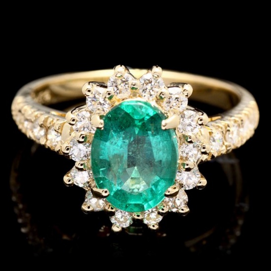 14k Gold 1.70ct Emerald 0.75ct Diamond Ring