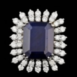 14k Gold 13.50ct Sapphire 2.40ct Diamond Ring