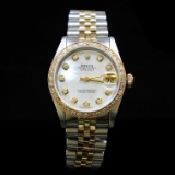 Rolex Two-Tone DateJust 31mm White MOP Dial Diamond Bezel Aprox. 1.5 cts. Wristwatch