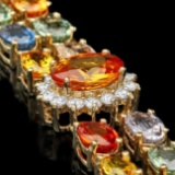 14k Gold 26.81ct Sapphire 1.50ct Diamond Bracelet