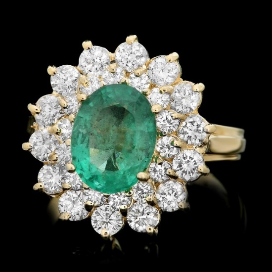 14k Gold 1.50ct Emerald 1.35ct Diamond Ring