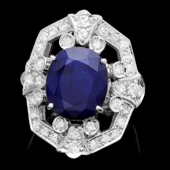 14k Gold 9.00ct Sapphire 1.30ct Diamond Ring