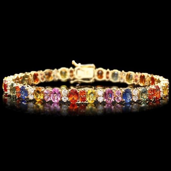 14k Y Gold 18ct Sapphire 1.80ct Diamond Bracelet