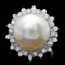 14k Gold 14 X 14mm Pearl 0.60ct Diamond Ring