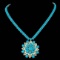 14k 64.00ct Turquoise 3.00ct Diamond Necklace