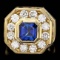 18k Gold 7.5ct Sapphire 3.20ct Diamond Mens Ring