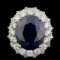 14k Gold 7.50ct Sapphire 1.75ct Diamond Ring