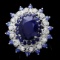 14k White Gold 9ct Sapphire 0.90ct Diamond Ring