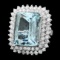 14k Gold 21.00ct Aquamarine 3.00ct Diamond Ring
