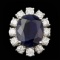 14k Gold 8.00ct Sapphire 1.70ct Diamond Ring
