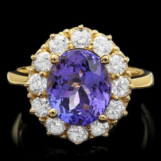 14k Gold 4.00ct Tanzanite 1.00ct Diamond Ring