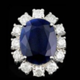 14k Gold 8.50ct Sapphire 2.30ct Diamond Ring