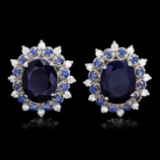 14k Gold 8.2ct Sapphire 0.75ct Diamond Earrings