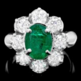 14k White Gold 3.00ct Emerald 1.90ct Diamond Ring