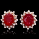 14k Rose 10.00ct Ruby 1.40ct Diamond Earrings
