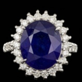 14k Gold 9.00ct Sapphire 1.15ct Diamond Ring