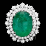14k White Gold 8.10ct Emerald 1.80ct Diamond Ring