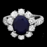 14k White Gold 2.60ct Sapphire 1.5ct Diamond Ring