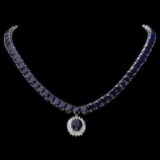 14k Gold 105ct Sapphire 1.50ct Diamond Necklace