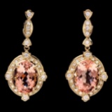 14k Y Gold 15ct Morganite 1.45ct Diamond Earrings