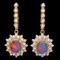 14k Gold 3.70ct Opal 1.30ct Diamond Earrings