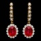 14k Gold 8.00ct Ruby 1.35ct Diamond Earrings