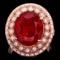 14k Rose Gold 11.00ct Ruby 1.40ct Diamond Ring