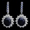 14k Gold 18.5ct Sapphire 1.50ct Diamond Earrings