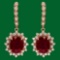 14k 13.50ct Ruby 1.70ct Diamond Earrings