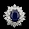 14k Gold 3.30ct Sapphire 1.74ct Diamond Ring