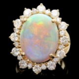 14k Yellow Gold 6.00ct Opal 2.30ct Diamond Ring