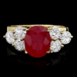 14k Yellow Gold 4.00ct Ruby 1.35ct Diamond Ring