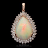 14K Gold 14.29ct Opal 2.38ct Diamond Pendant