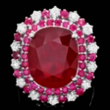 14k White Gold 17.5ct Ruby 0.88ct Diamond Ring