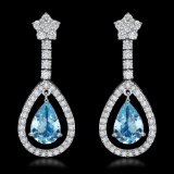 14k White Gold 4.50ct Aquamarine 2.75ct Diamond Earrings