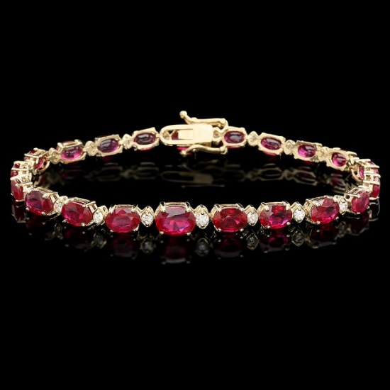 14k Gold 17.00ct Ruby 0.75ct Diamond Bracelet