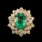 14K Gold 2.10ct Emerald 1.67ct Diamond Ring