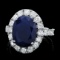 14k Gold 8.00ct Sapphire 2.00ct Diamond Ring