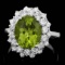 14k White Gold 5.00ct Peridot 1.60ct Diamond Ring