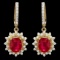 14k Gold 6.5ct Ruby 2.00ct Diamond Earrings