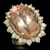 14K Gold 23.03ct Morganite 2.13ct Diamond Ring