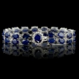 14k Gold 50ct Sapphire 0.65ct Diamond Bracelet