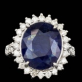 14k Gold 9.00ct Sapphire 1.10ct Diamond Ring