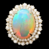 14k Yellow Gold 10.00ct Opal 2.15ct Diamond Ring