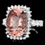 14k Gold 9.00ct Morganite 1.50ct Diamond Ring