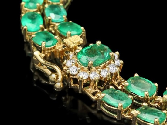 14k Gold 18ct Emerald 0.40ct Diamond Bracelet