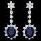 14k Gold 8.50ct Sapphire 3.30ct Diamond Earrings