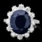 14k Gold 7.40ct Sapphire 1.18ct Diamond Ring