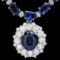 14k Gold 28ct Sapphire 3.35ct Diamond Necklace